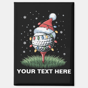 Personalised Golf Ball Christmas Tree Santa Hat  Magnet