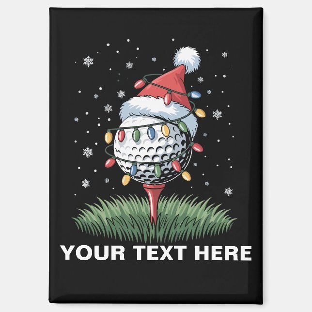 Personalised Golf Ball Christmas Tree Santa Hat  Magnet (Front)