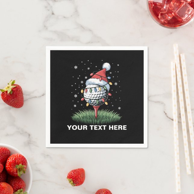 Personalised Golf Ball Christmas Tree Santa Hat  Napkin (Insitu)