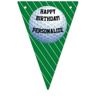Personalised Golf Ball Happy Birthday Bunting