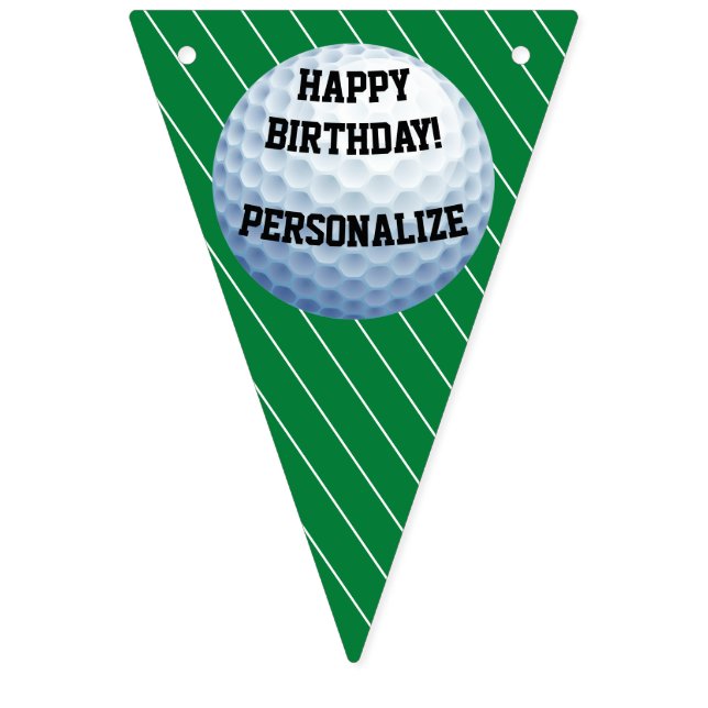 Personalised Golf Ball Happy Birthday Bunting (First Flag)