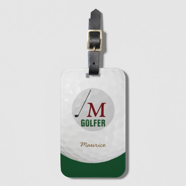 personalised golf ball luggage tag (Front Vertical)