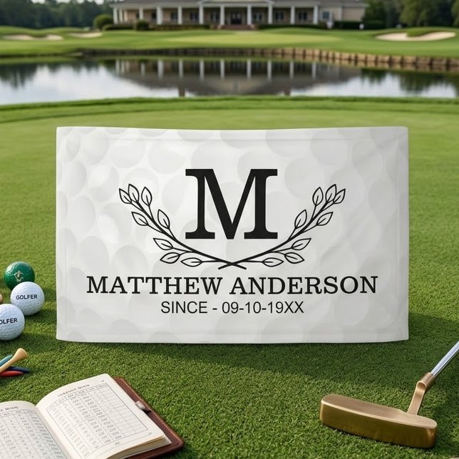 Personalised Golf Ball Pattern Name Monogram Age Banner (Creator Uploaded)