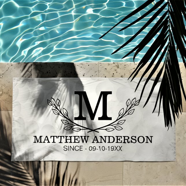 Personalised Golf Ball Pattern Name Monogram Age Beach Towel (Creator Uploaded)