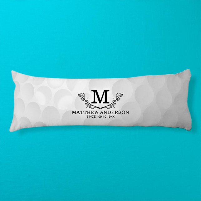 Personalised Golf Ball Pattern Name Monogram Age Body Cushion (Creator Uploaded)