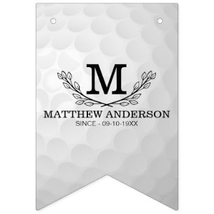 Personalised Golf Ball Pattern Name Monogram Age Bunting