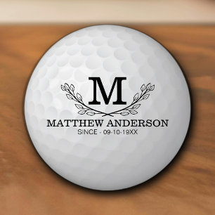 Personalised Golf Ball Pattern Name Monogram Age Ceramic Knob