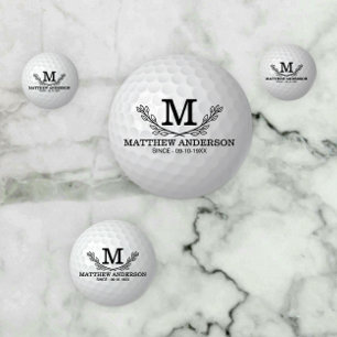 Personalised Golf Ball Pattern Name Monogram Age Confetti