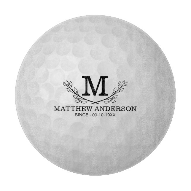 Personalised Golf Ball Pattern Name Monogram Age Cutting Board (Front)