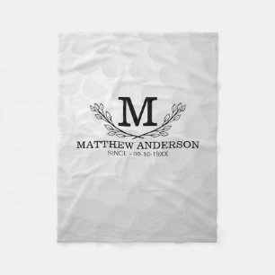 Personalised Golf Ball Pattern Name Monogram Age Fleece Blanket