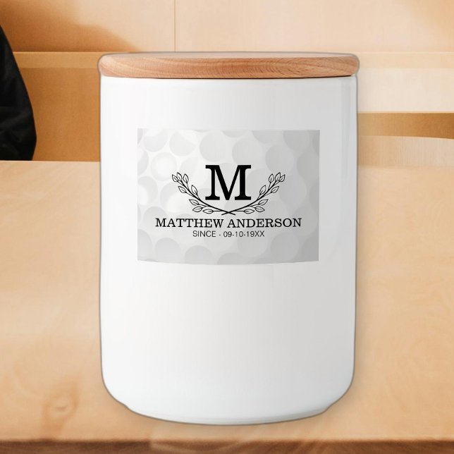 Personalised Golf Ball Pattern Name Monogram Age Food Label (Creator Uploaded)