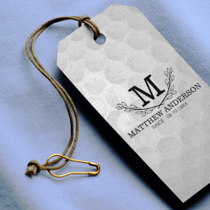 Personalised Golf Ball Pattern Name Monogram Age Gift Tags