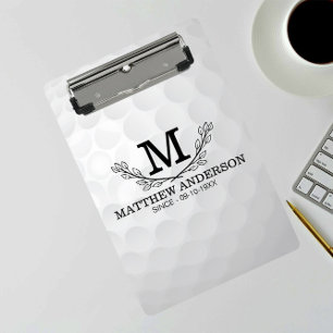 Personalised Golf Ball Pattern Name Monogram Age Mini Clipboard