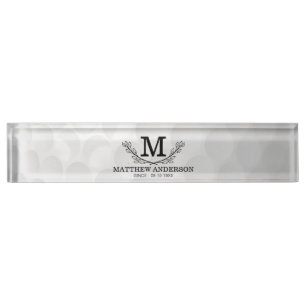 Personalised Golf Ball Pattern Name Monogram Age Nameplate