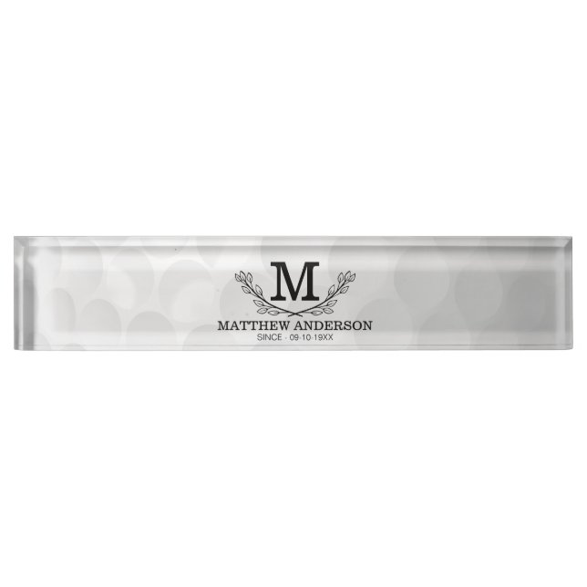 Personalised Golf Ball Pattern Name Monogram Age Nameplate (Front)