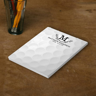 Personalised Golf Ball Pattern Name Monogram Age Notepad