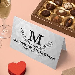 Personalised Golf Ball Pattern Name Monogram Age Place Card