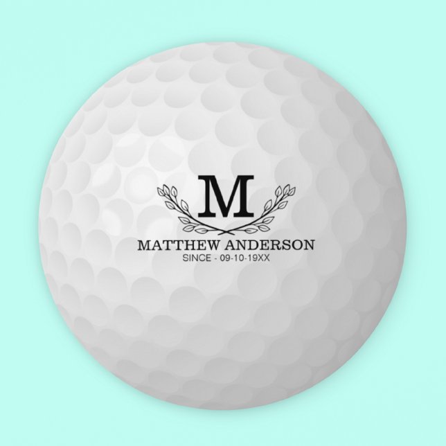Personalised Golf Ball Pattern Name Monogram Age Round Paper Coaster (Creator Uploaded)