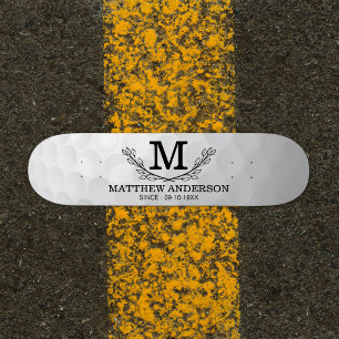Personalised Golf Ball Pattern Name Monogram Age Skateboard