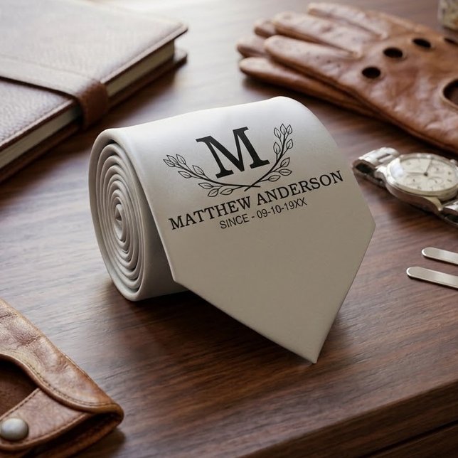 Personalised Golf Ball Pattern Name Monogram Age Tie (Creator Uploaded)