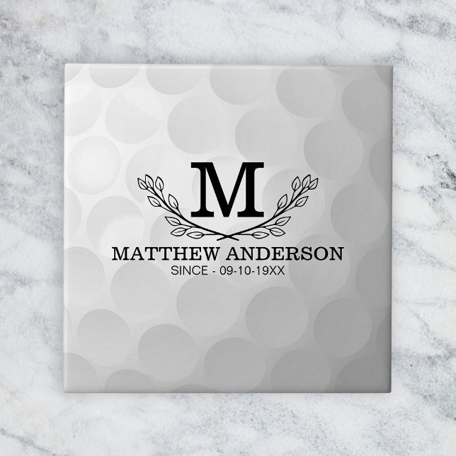 Personalised Golf Ball Pattern Name Monogram Age Tile (Creator Uploaded)