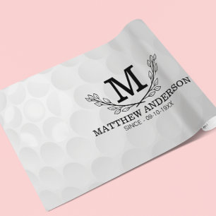 Personalised Golf Ball Pattern Name Monogram Age Wrapping Paper