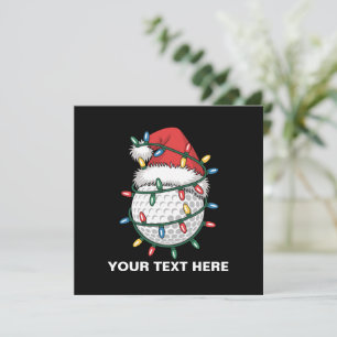 Personalised Golf Ball Santa Hat Christmas Lights Holiday Card