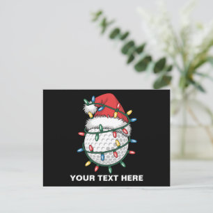 Personalised Golf Ball Santa Hat Christmas Lights Holiday Postcard