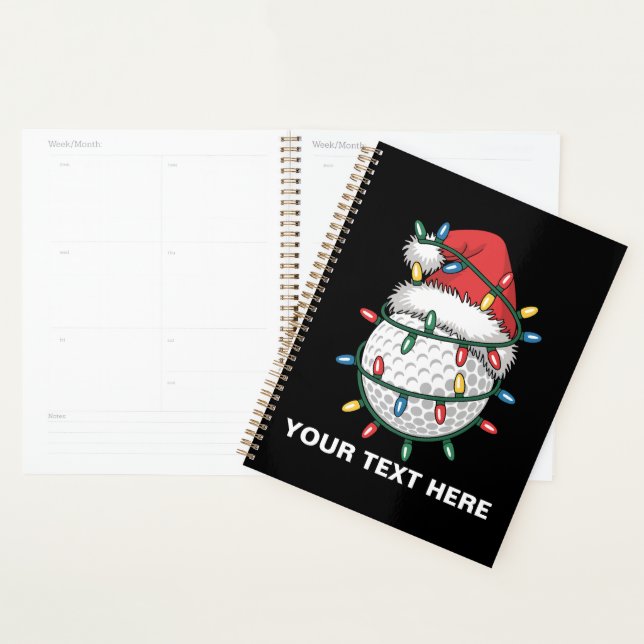 Personalised Golf Ball Santa Hat Christmas Lights Planner (Display)
