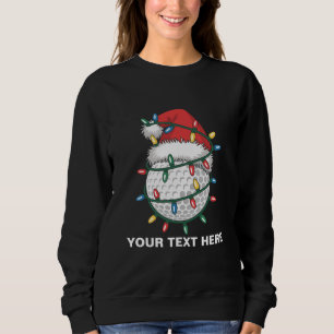 Personalised Golf Ball Santa Hat Christmas Lights Sweatshirt