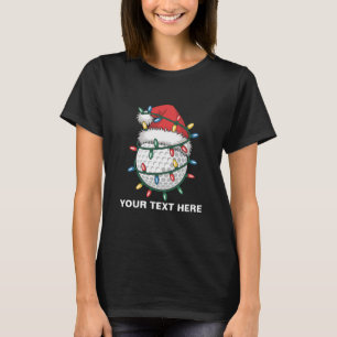 Personalised Golf Ball Santa Hat Christmas Lights T-Shirt