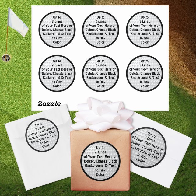 Personalised Golf Ball Stickers or Delete Text (Decorate your golf favors, table, golf gift ideas. Personalized golf stickers. Golf decorations.)