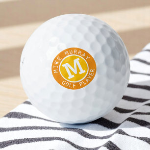 Personalised Golf Ball with yellow-orange monogram