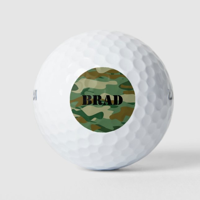 Personalised golf balls with green army camo colou (Front)