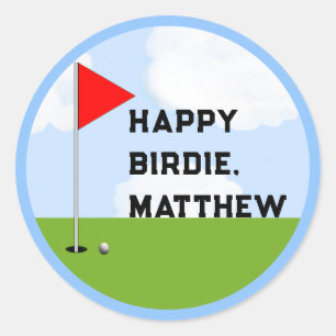 Personalised Golf Birthday Classic Round Sticker