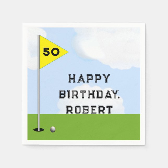 Personalised Golf Birthday Napkin (Front)