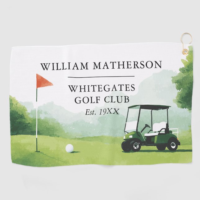 Personalised Golf Buggy Club Name Towel (Horizontal)