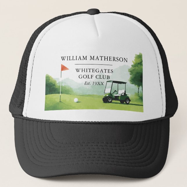 Personalised Golf Buggy Club Name Trucker Hat (Front)
