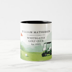 Personalised Golf Buggy Club Name Two-Tone Coffee Mug