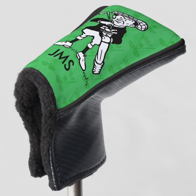 Personalised golf cartoon golfer golf head cover (3/4 Front)