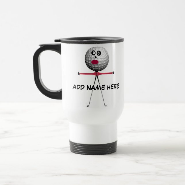 Personalised Golf Cartoon Travel Mug (Left)