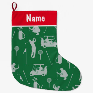 Personalised Golf Christmas Gifts Golf themed Large Christmas Stocking