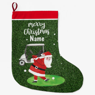 Personalised Golf Christmas Gifts with Santa Claus Large Christmas Stocking
