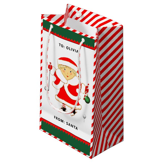 Personalised Golf Christmas Holiday Small Gift Bag (Front Angled)