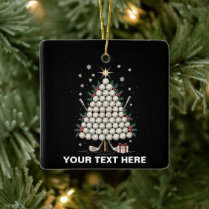 Personalised Golf Christmas Tree Equipment Family Ceramic Ornament