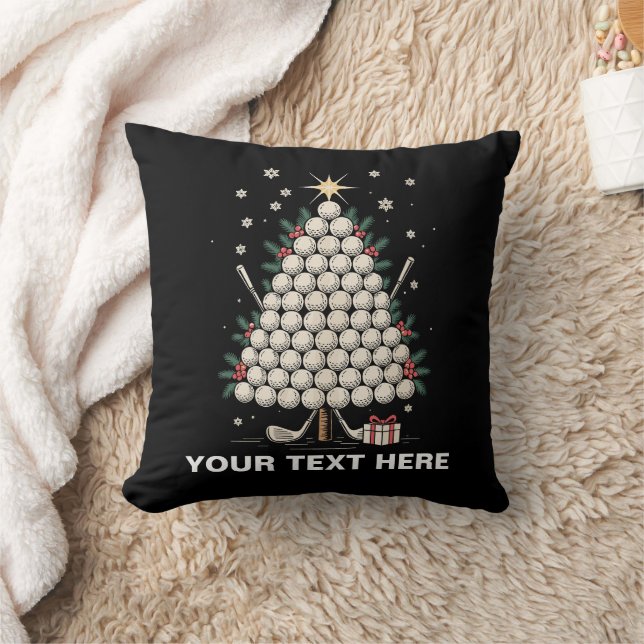 Personalised Golf Christmas Tree Equipment Family Cushion (Blanket)