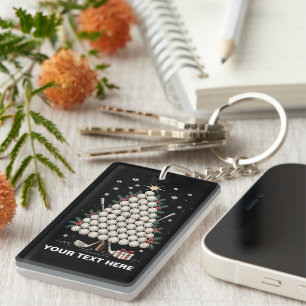 Personalised Golf Christmas Tree Equipment Family Key Ring