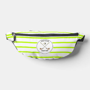 Personalised Golf Club Golfer Lime Green Striped  Bum Bags