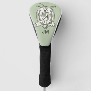 Personalised golf club monogram design with golfer head cover