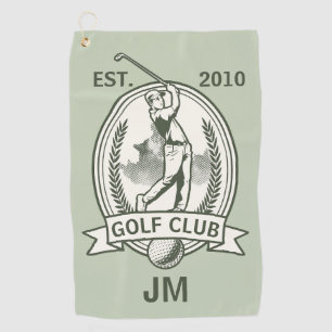 Personalised golf club monogram design with golfer towel
